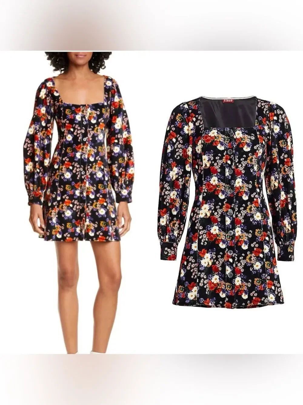 STAUD Chandler Velvet dress in floral print
